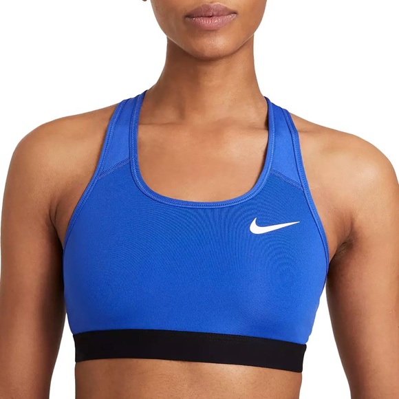 Nike Pro Dri Fit Swoosh Sports Bra Medium Support Athletic Bra Blue Size Small - Picture 1 of 10